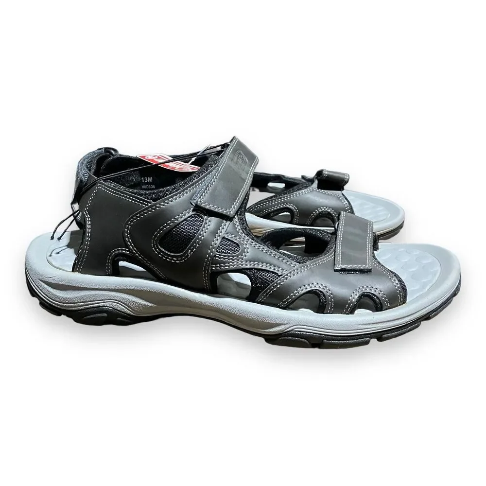 Coleman Men's Size 13 Hudson Black Open Toe Sandals Grey Active‎ Hook And Loop